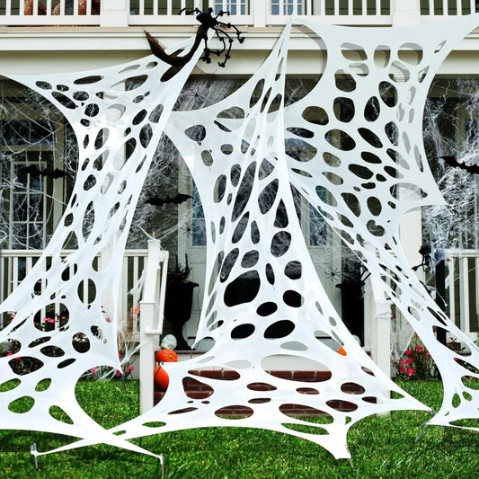 1360 Sqft Cuttable Stretchy Spider Web Halloween Decoration, White Giant Outdoor Beef Netting Halloween Spider Webs, DIY Spooky