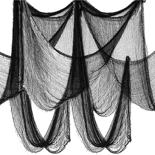 6 Pack Halloween Creepy Black Cloth – 30x72 Inch Spooky Fabric for Haunted House & Party Decoration