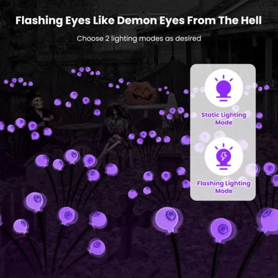 Solar Halloween Eyeball Lights – 4PCS Swaying LED Pathway Decorations (24 LEDs, Waterproof IP65)