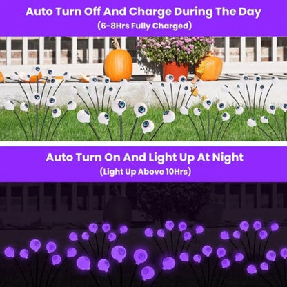 Solar Halloween Eyeball Lights – 4PCS Swaying LED Pathway Decorations (24 LEDs, Waterproof IP65)