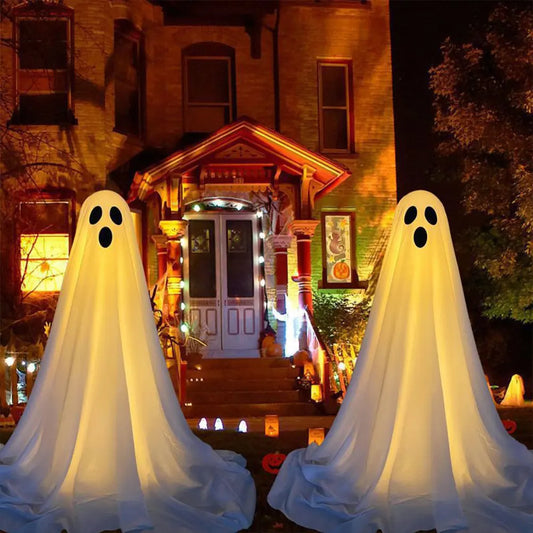 Light-Up Standing Ghost – LED Halloween Decoration for Yard, Porch & Garden (Adjustable Height 75–222 cm)