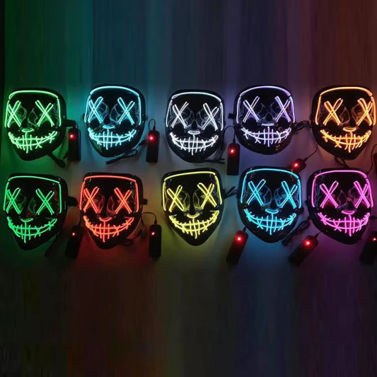 LED Halloween Purge Mask – Glowing Light-Up Party Mask with 3 Flash Modes (Multiple Colors)