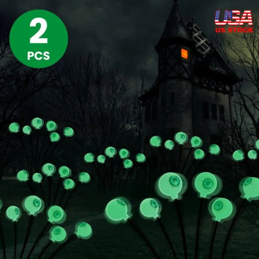 Solar Halloween Eyeball Lights – 4PCS Swaying LED Pathway Decorations (24 LEDs, Waterproof IP65)