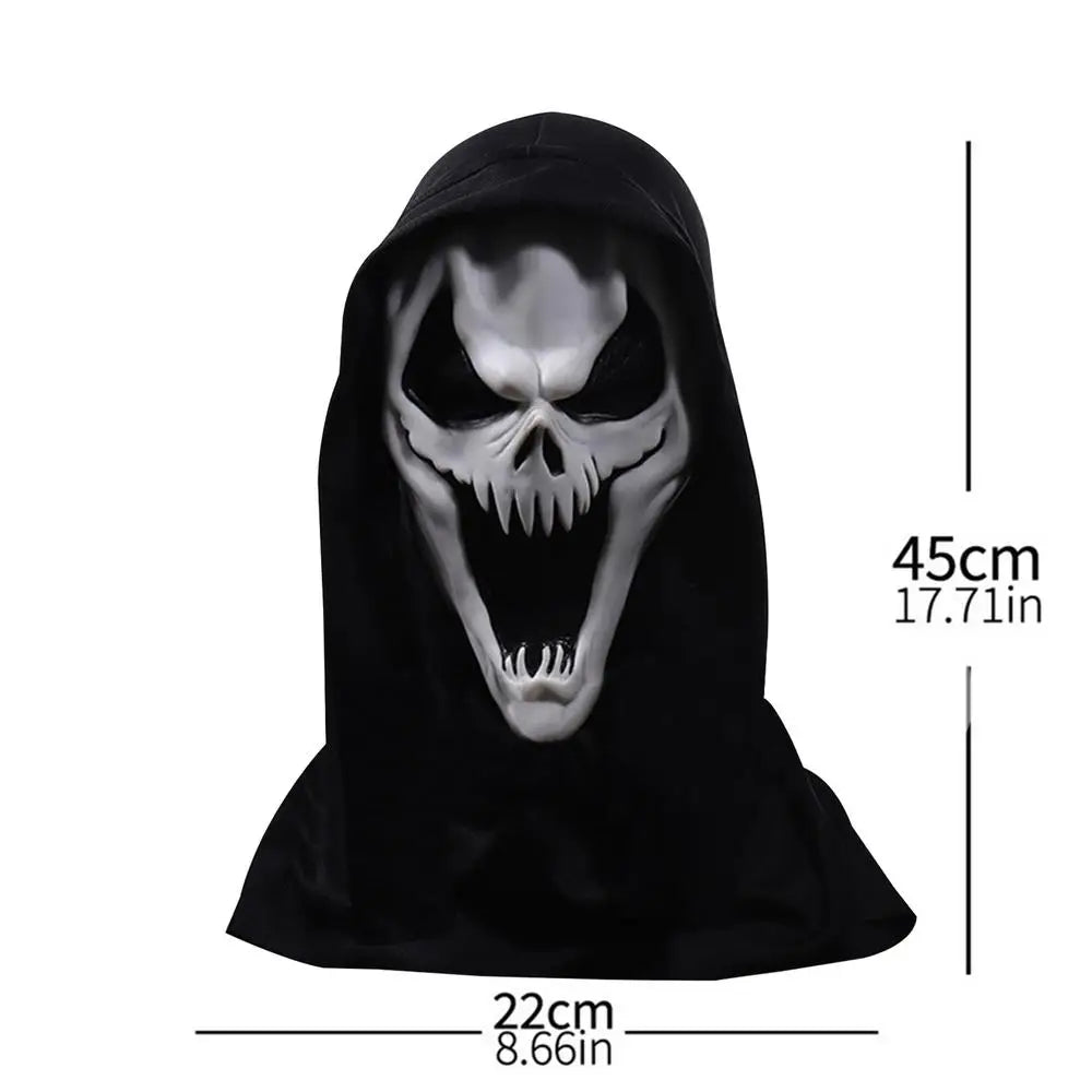 Halloween Scream Skull Mask – Horror Face Cover for Men, Breathable Stretch Costume Hood