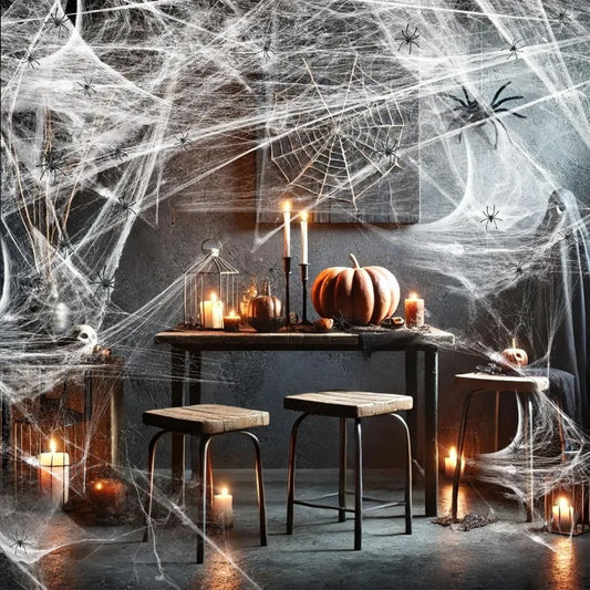 1200 Sqft Halloween Spider Web with 50 Fake Spiders – Super Stretch Cobwebs for Indoor & Outdoor Decorations