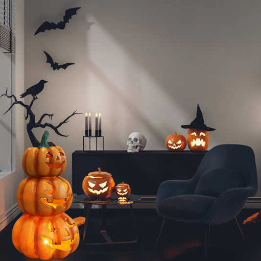 Halloween Light Up Stacked Pumpkins Halloween Party Decor Indoor Outdoor Decorations