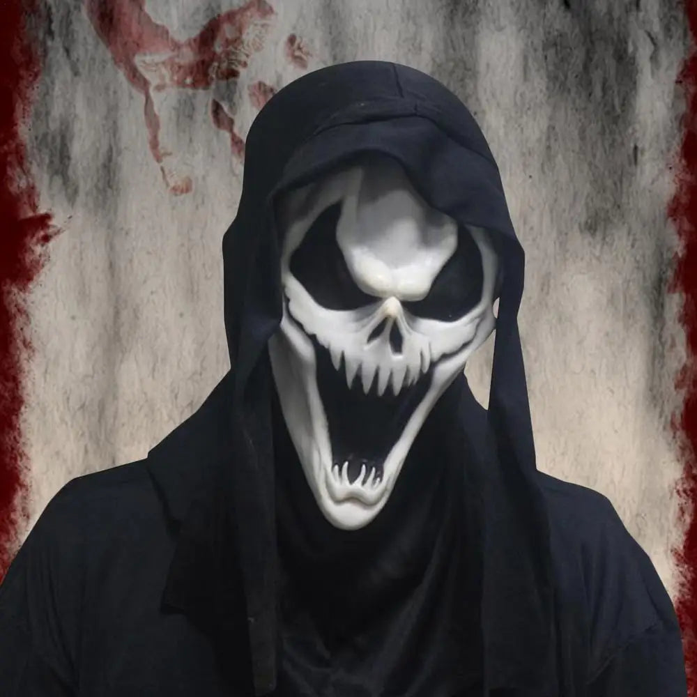 Halloween Scream Skull Mask – Horror Face Cover for Men, Breathable Stretch Costume Hood