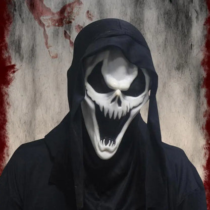 Halloween Scream Skull Mask – Horror Face Cover for Men, Breathable Stretch Costume Hood