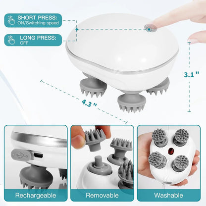 Electric Cat Massager Cat and Dog Massage Tool with Four Rotating Massage Heads Automatic Pet Head & Back Scratcher Pet Massager