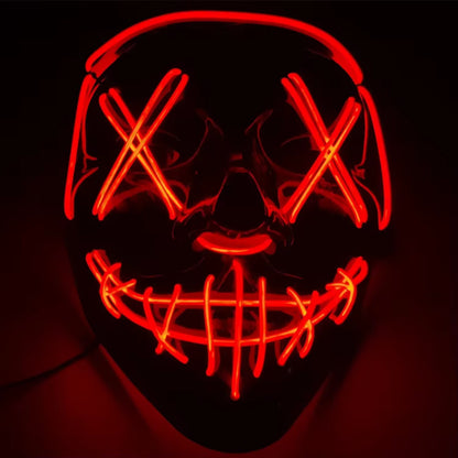 LED Halloween Purge Mask – Glowing Light-Up Party Mask with 3 Flash Modes (Multiple Colors)