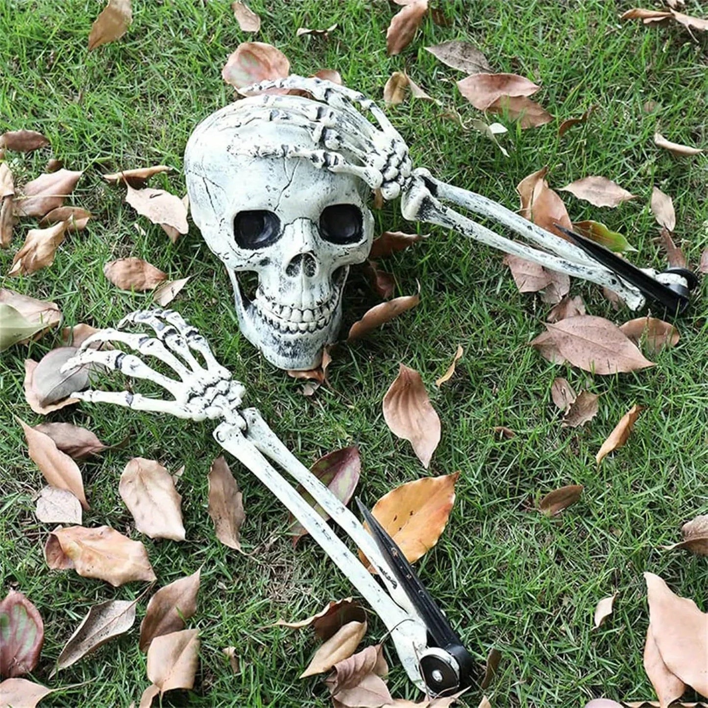 Halloween Skeleton Lawn Decoration – Skull & Arm Stakes Set