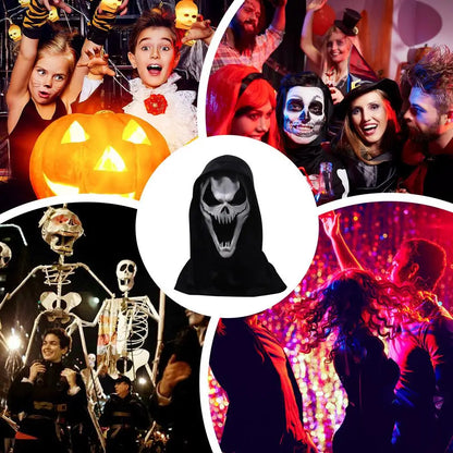 Halloween Scream Skull Mask – Horror Face Cover for Men, Breathable Stretch Costume Hood