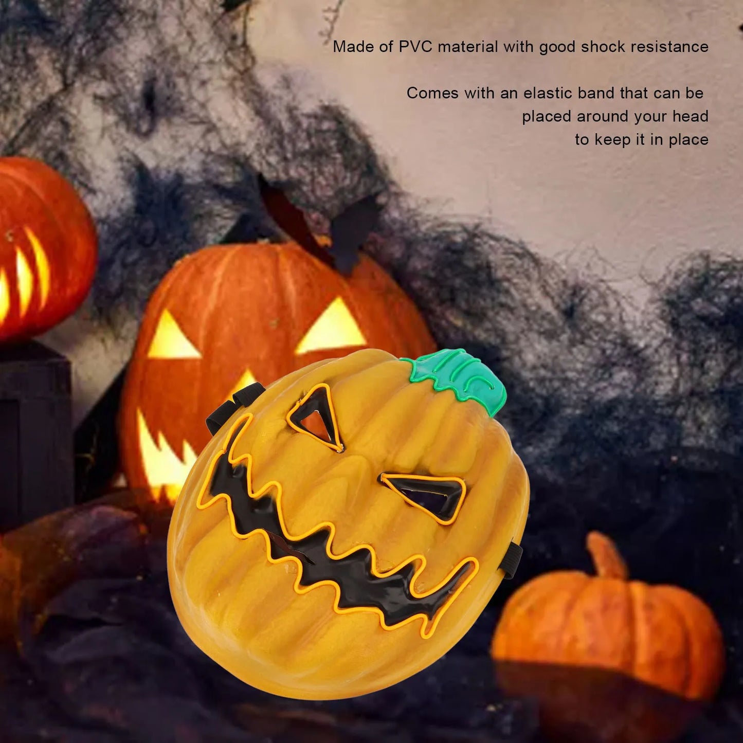 LED Halloween Pumpkin Mask – 3 Light Modes Scary Luminous Pumpkin Head for Adults & Kids