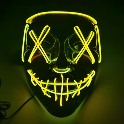 LED Halloween Purge Mask – Glowing Light-Up Party Mask with 3 Flash Modes (Multiple Colors)
