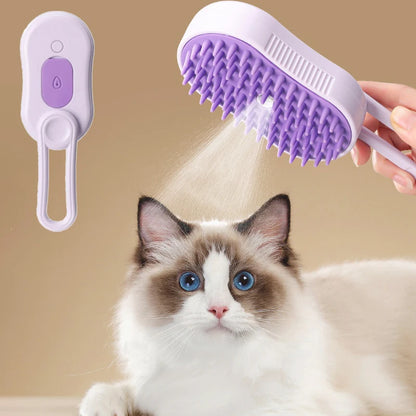 Electric Cat Steam Brush – 3 in 1 Pet Hair Remover, Grooming & Massage Brush for Cats & Dogs with Spray Function