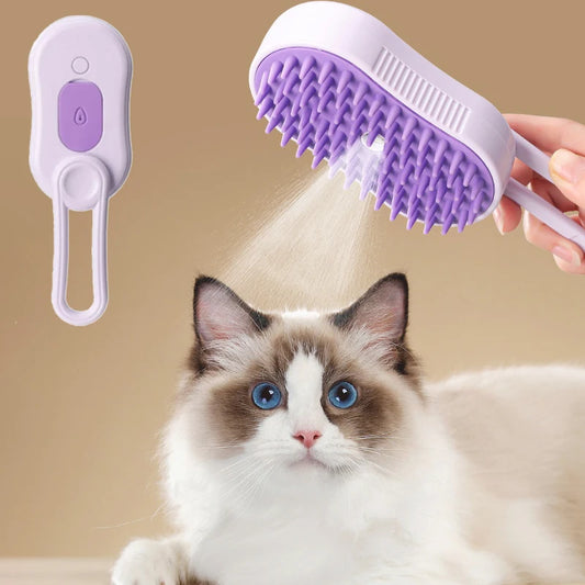 Electric Cat Steam Brush – 3 in 1 Pet Hair Remover, Grooming & Massage Brush for Cats & Dogs with Spray Function