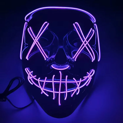 LED Halloween Purge Mask – Glowing Light-Up Party Mask with 3 Flash Modes (Multiple Colors)